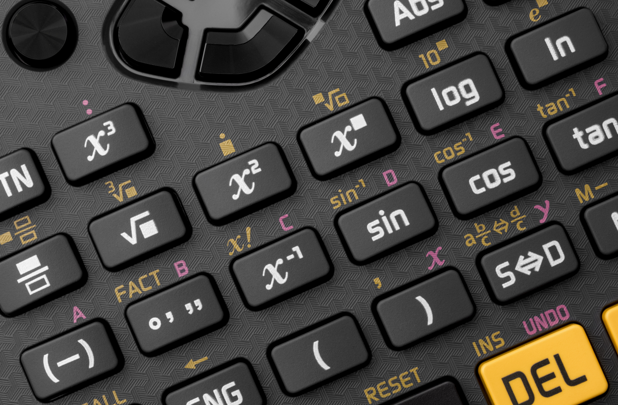 Close-up photo of the keys on a Scientific Calculator.