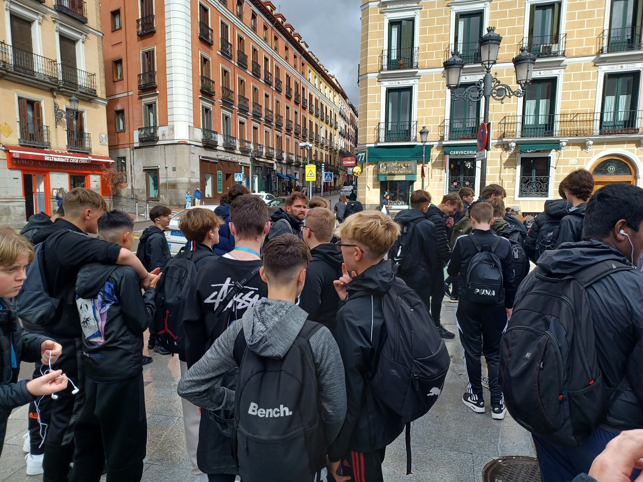 A group of students in the town in Madrid